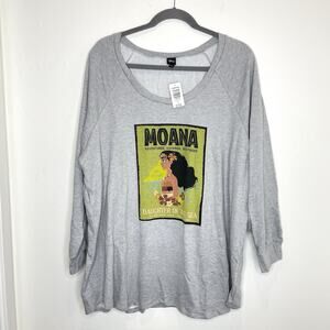 Torrid Moana Crew Neck Sweatshirt Womens Plus 6 Gray Long Sleeve 6X